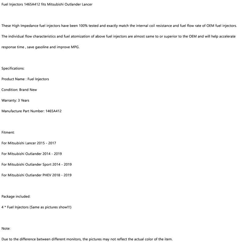 Fuel Injectors 1465A412 For Mitsubishi Outlander(Sport) 2014-2019 PHEV 2018-2019 Lancer 2015-2017 - ONESOOP
