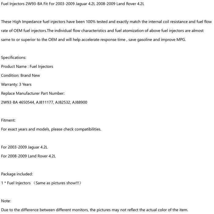 2003-2009 Jaguar 2008-2009 Land Rover 4.2L Fuel Injectors 2W93-BA - ONESOOP