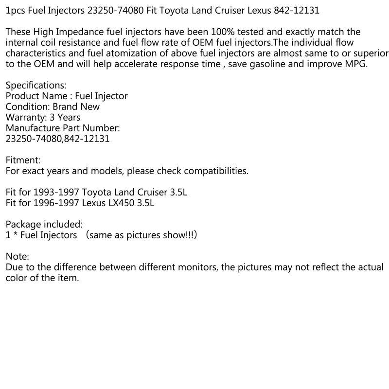 Fuel Injectors 23250-74080 For 1993-1997 Toyota Land Cruiser Lexus LX450 3.5L 842-12131 - ONESOOP