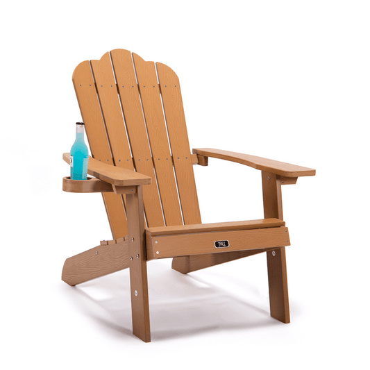 Adirondack Chair Backyard Outdoor Furniture Painted Seating with Cup Holder All-Weather and Fade-Resistant Plastic Wood for Lawn Patio - ONESOOP