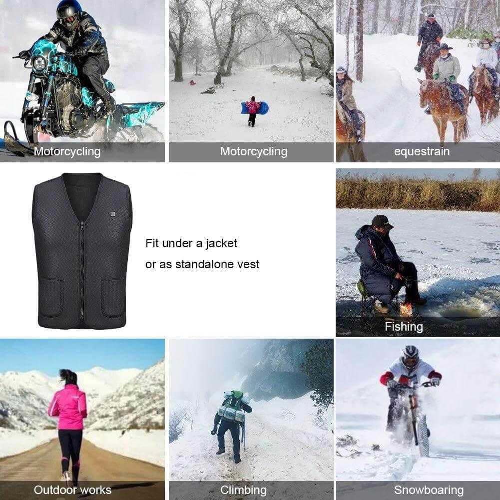 Electric Heated Vest Women Winter Warm Outdoor Riding Skiing Fishing Heating Vest - ONESOOP
