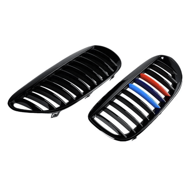 2pcs Front Grilles For 2004-2010 BMW E63 E64 650i 645Ci M6 Coupe Convertible car Gloss Black M Color Generic - ONESOOP