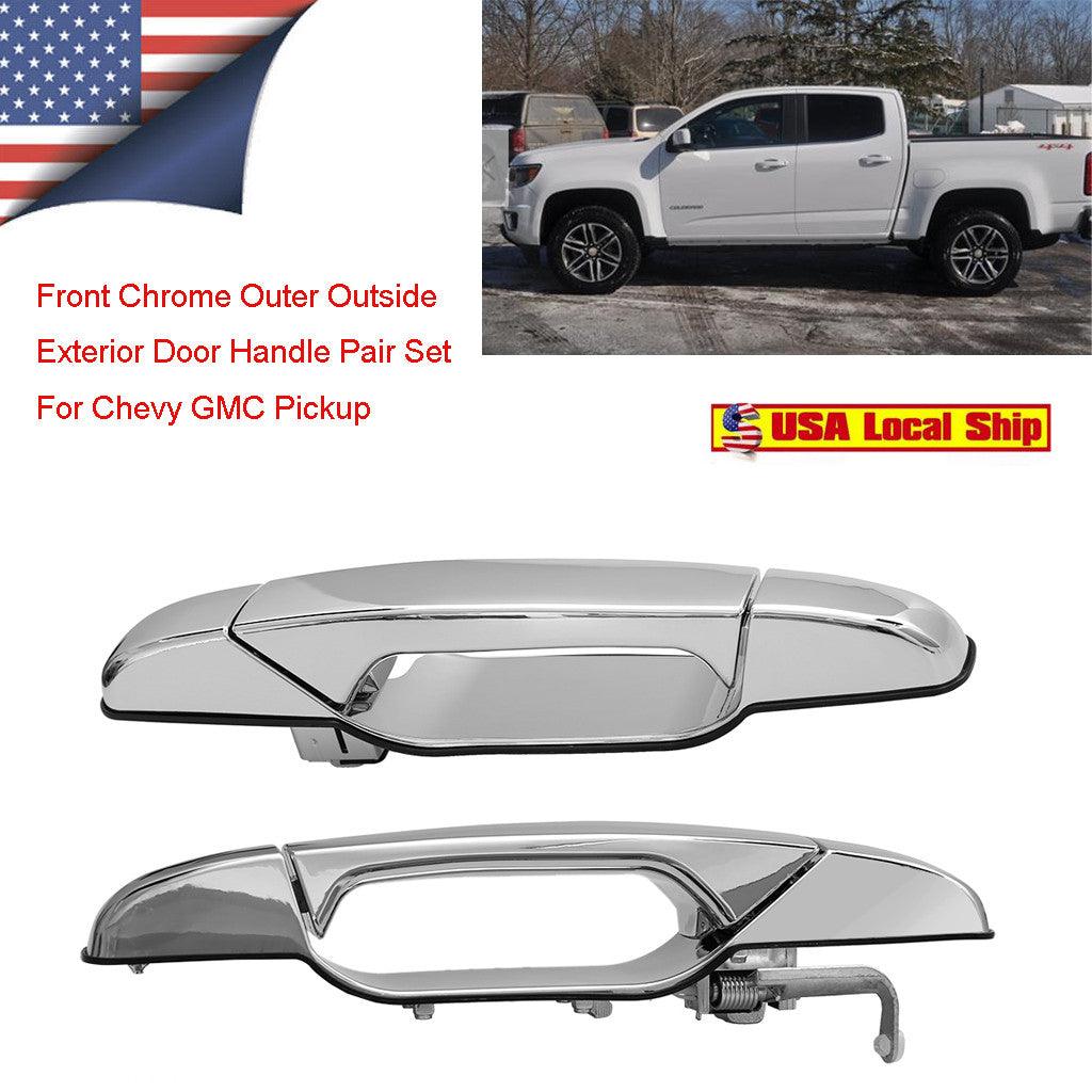 For 07-13 Cadillac Escalade Chevrolet Avalanche Tahoe Silverado 1500/ 3500 HD Front Chrome Outer Outside Exterior Door Handle Pair Set Generic - ONESOOP