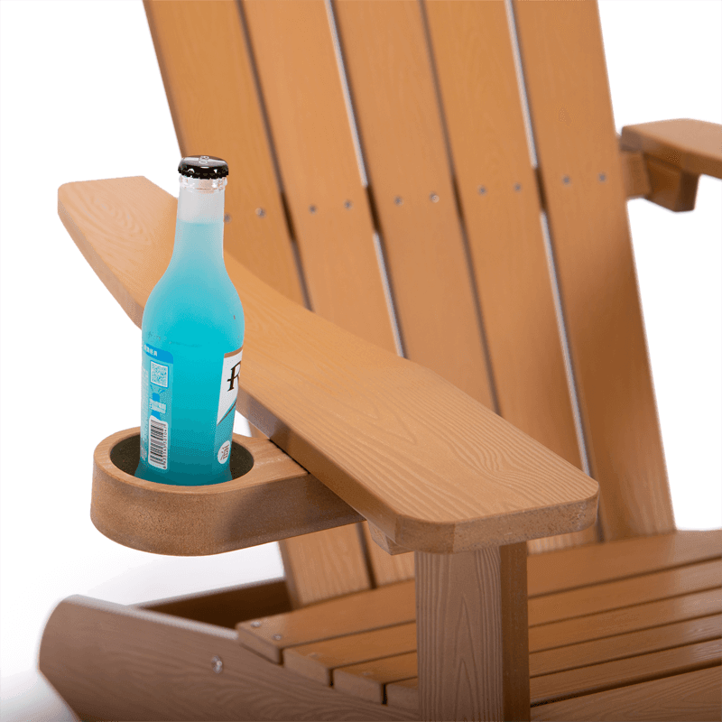 Adirondack Chair Backyard Outdoor Furniture Painted Seating with Cup Holder All-Weather and Fade-Resistant Plastic Wood for Lawn Patio - ONESOOP