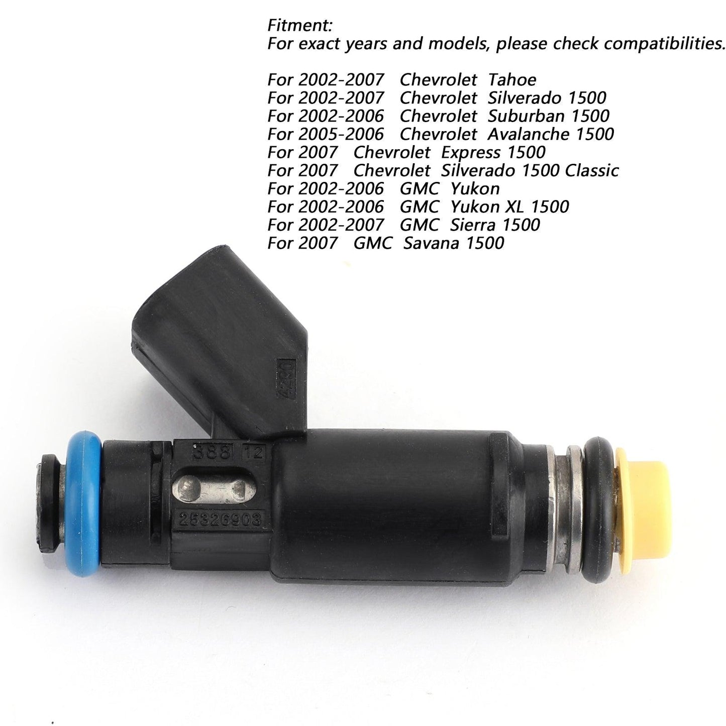 1/8PCS Fuel Injectors 25326903 For Chevrolet Silverado/Suburban/Avalanche/Express 1500 (Classic) GMC Yukon (XL 1500) Sierra/Savana 1500 - ONESOOP