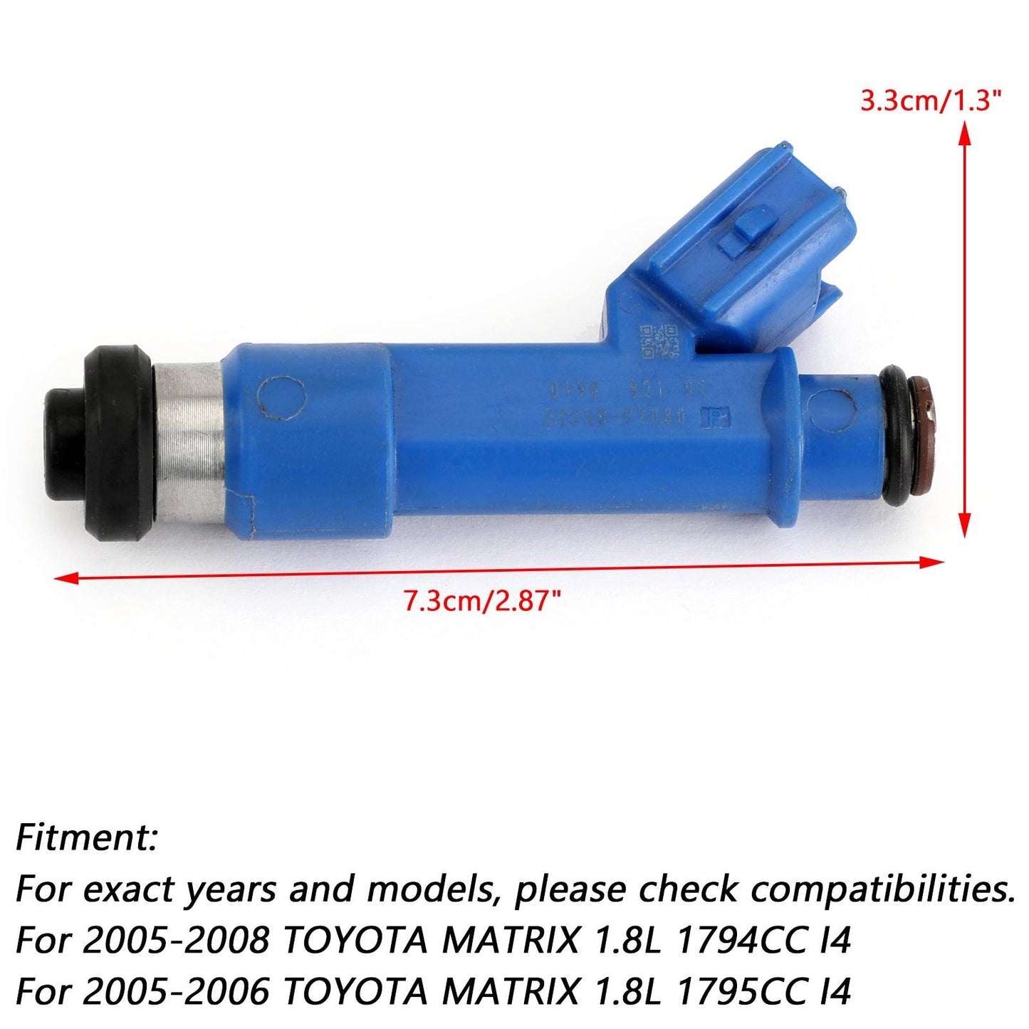 4PCS Fuel Injectors 23250-22080 For 2005-2008 Toyota Corolla Matrix 1.8L 1794CC I4/ 1795CC I4 23250-0D050 - ONESOOP