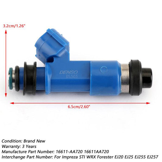 1/4PCS Dark Blue 565cc Fuel Injectors For Subaru WRX / STI 16611-AA720 2.5L - ONESOOP