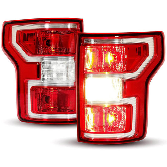 2018-2022 Ford F-150 Rear Taillights For JL3Z-13405-H JL3Z13404G Pair Raptor Tail Light Red Lens Chrome Housing - ONESOOP