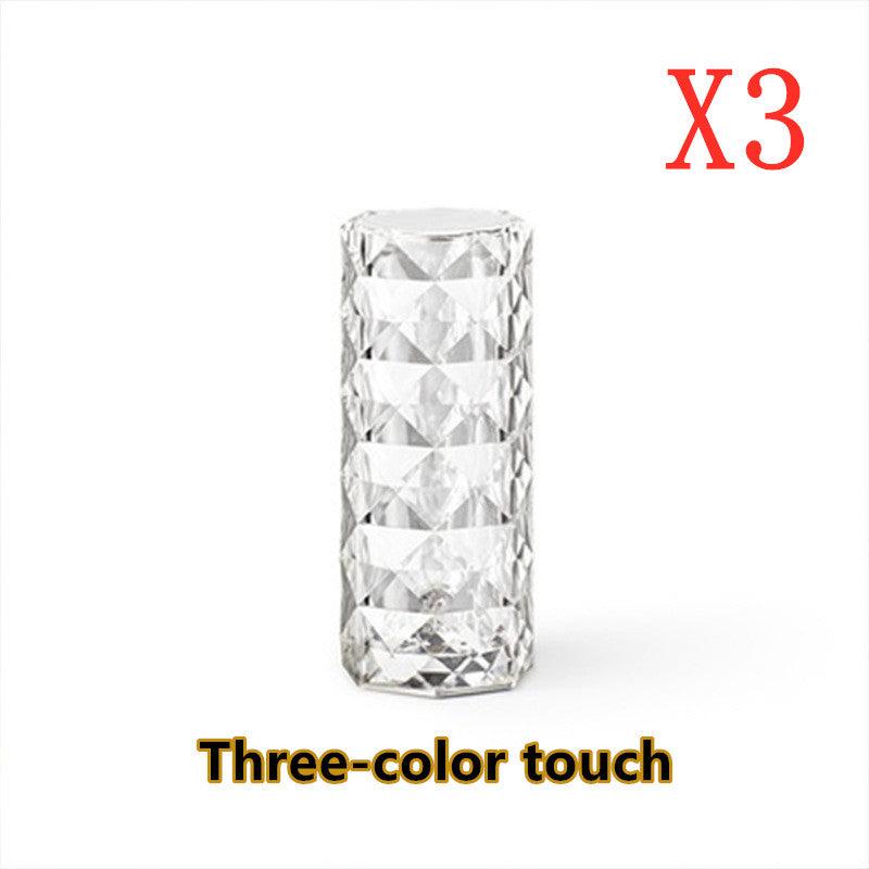 Nordic Crystal Lamp Rose Projector Lamp Decor USB Table Lamps Bedroom Touch Dimming Atmosphere Diamond Night Light - ONESOOP