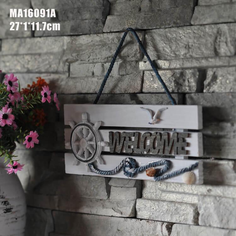 Mediterranean WELCOME Plate Marine Ornament Helmsman Sea Anchor Welcome Listing Bar Wooden Welcome Plate - ONESOOP