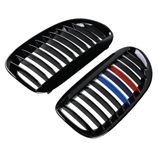 2pcs Front Grilles For 2004-2010 BMW E63 E64 650i 645Ci M6 Coupe Convertible car Gloss Black M Color Generic - ONESOOP