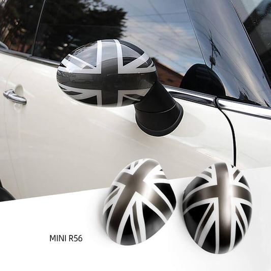 For BMW MINI F55 F56 Rearview Mirror Cover Exterior Mirror Shell Black And White Grid Shell Mirror Cover Generic - ONESOOP