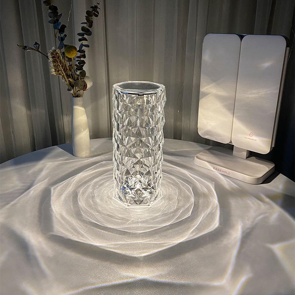 Nordic Crystal Lamp Rose Projector Lamp Decor USB Table Lamps Bedroom Touch Dimming Atmosphere Diamond Night Light - ONESOOP