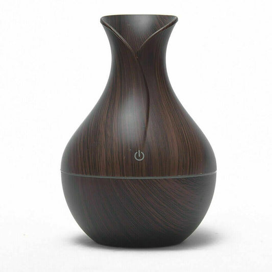Vase Wood Grain Air Humidifier Ultrasonic Humidifier Oil Diffuser Air Purifier Aromatherapy with LED Lights - ONESOOP