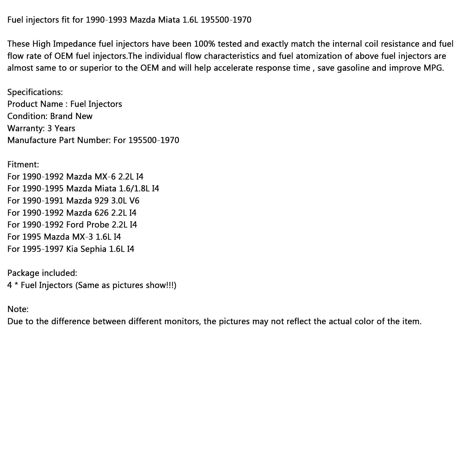 1990-1993 Mazda Miata 1.6L Fuel injectors 195500-1970 - ONESOOP